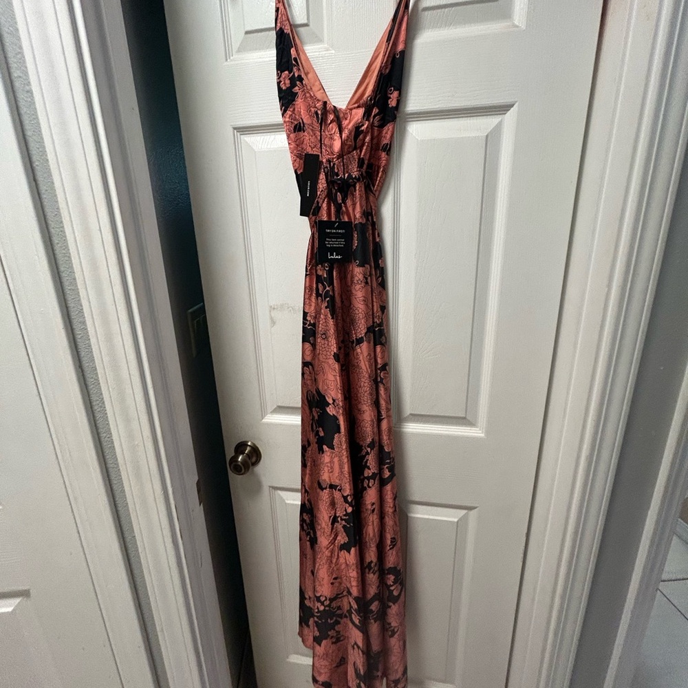 Lulu's Pink and Black Maxi Dress
